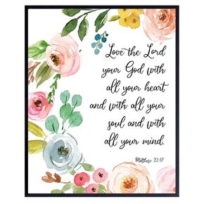 Scripture Wall Decor for Living Room, Nursery, Baby Bedroom, Bathroom - Unique Religious Christian Gifts for Women - Bible Verse Wall Art for Girls, Teens - Inspirational Quotes Poster Print Sign
