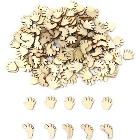 Honbay 200PCS Unfinished Wooden Hand and Foot Shape Cutouts Wood Slices for DIY Arts Craft Project and Decorations (2 Style)