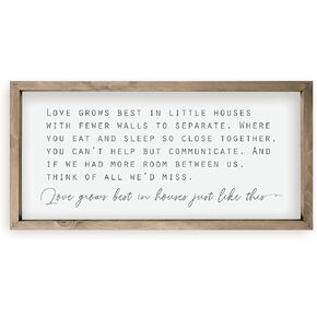 Love Grows Best In Houses Framed Wood Farmhouse Wall Sign (9x18)