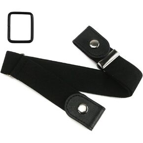 BOROLA 1PCS Adjustable No Buckle Stretch Belt for Men and Women Comfortable Invisible Elastic Waist Belt for Jeans, Pants, and Skirts(Black)