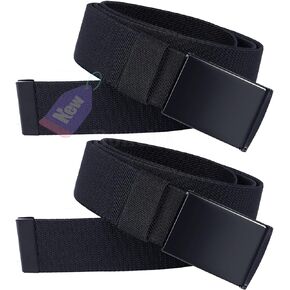 Stretch Belts for Men,2 Pieces Nylon Canvas Belt Casual Breathable Fabric Belt with Adjustable Metal Buckle,Unisex Belt for Work and Outdoor Sport