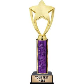 Crown Awards Purple Star Trophies, Personalized Shiny Gold Star Trophy with Custom Engraving Prime