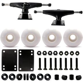 VJ 5.0 Skateboard Trucks (Black), Skateboard Wheels 54mm, Skateboard Bearings, Skateboard Pads, Skateboard Hardware 1" (54mm White)