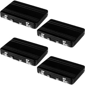 OBANGONG 4 Pcs Mini Business Card Holder for Men Cute Black Password Briefcase Suitcase Aluminum Business Card Case Metal Credit Card Holder ID Cards Briefcase Gift for Woman