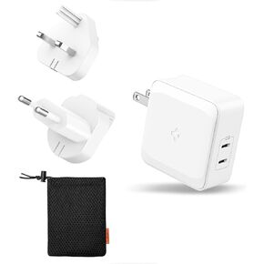 Spigen 45W Universal Plug for Travel US EU UK Dual USB C Wall Charger 20W Output International for Fast Charger for iPhone 15 14 13 12 Plus Pro Max Mini iPad MacBook Air Steam Deck Pixel 8 8a Fold 7