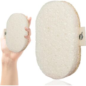 Dual-Sided Natural Sponges for Dishes - Plastic-Free Scrubbing Scrub Sponge Set - Mulituse Plant-Based Cellulose Sponges - Non-Scratch Quick Drying Scrubber Sponges for Kitchen Cleaning - 3 Pack