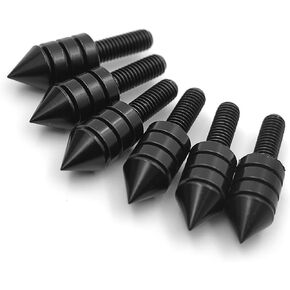 HTTMT MT218-001-BK (6 pcs) Universal Black Spike Bolts (Windscreen, Fairings, License Plate)