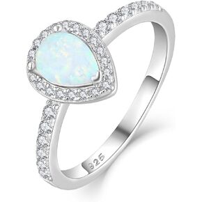 Women Ring 925 Sterling Silver 5 * 7mm Oval Cut White Fire Opal 3A Cubic Zirconia Promise Ring for Women Engagement Ring