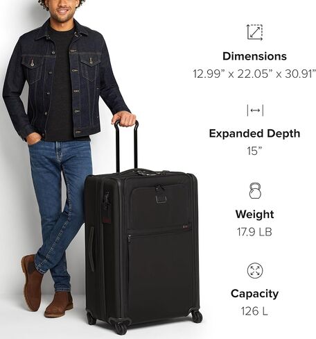 حقيبة حقيبة TUMI Alpha 3 Extended Trip القابلة للتوسيع ذات 4 عجلات - رائعة للسفر الممتد للتعبئة المشتركة - الأمتعة المتدحرجة للرجال والنساء - أسود in Kuwait