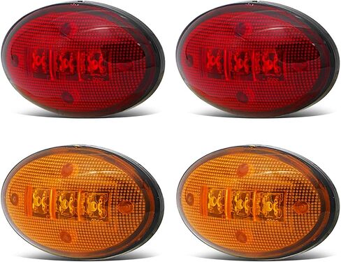 Meerkatt (Pack of 4) 2.3 Inch 2 Amber + 2 Red LED Dually Bed Side Fender Marker Lights Front Rear for Compatible with F350 F450 F550 99 00 01 02 03 04 05 06 07 08 09 10-30V DCFD in Saudi Arabia