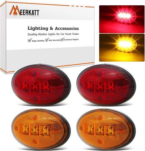 Meerkatt (Pack of 4) 2.3 Inch 2 Amber + 2 Red LED Dually Bed Side Fender Marker Lights Front Rear for Compatible with F350 F450 F550 99 00 01 02 03 04 05 06 07 08 09 10-30V DCFD in Saudi Arabia