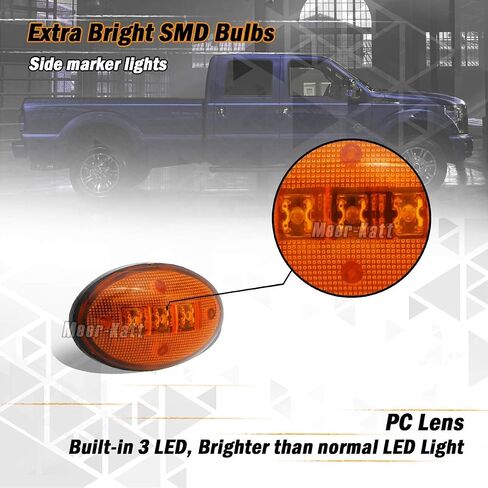 Meerkatt (Pack of 4) 2.3 Inch 2 Amber + 2 Red LED Dually Bed Side Fender Marker Lights Front Rear for Compatible with F350 F450 F550 99 00 01 02 03 04 05 06 07 08 09 10-30V DCFD in Saudi Arabia