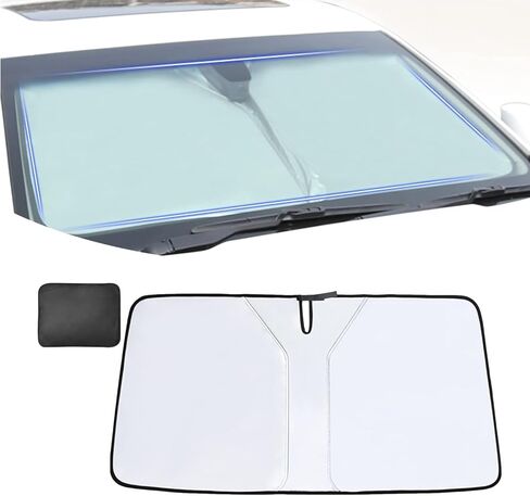 1 PC Car Front Windshield Sun Shade, 55.11" x 27.55" Light Blocking Curtain, Foldable Sun Shield, Automotive Interior Protection, Universal for Most Cars, Trucks, SUVs (Silver) in Saudi Arabia