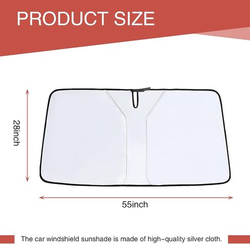 1 PC Car Front Windshield Sun Shade, 55.11" x 27.55" Light Blocking Curtain, Foldable Sun Shield, Automotive Interior Protection, Universal for Most Cars, Trucks, SUVs (Silver) in Saudi Arabia