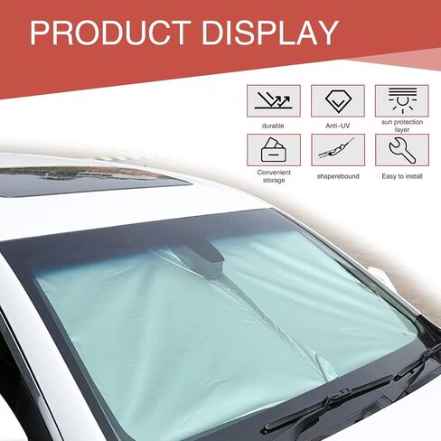 1 PC Car Front Windshield Sun Shade, 55.11" x 27.55" Light Blocking Curtain, Foldable Sun Shield, Automotive Interior Protection, Universal for Most Cars, Trucks, SUVs (Silver) in Saudi Arabia