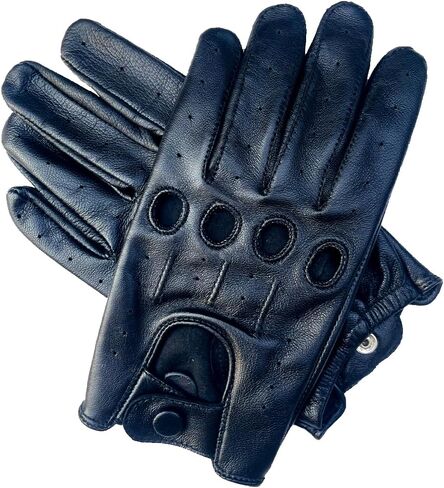 Mens Leather Driving Gloves for Driving,Steering Wheels,Sports, Motorcycling,Riding,Racing and Everyday Use, Black in Saudi Arabia