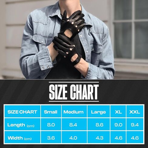 Mens Leather Driving Gloves for Driving,Steering Wheels,Sports, Motorcycling,Riding,Racing and Everyday Use, Black in Saudi Arabia