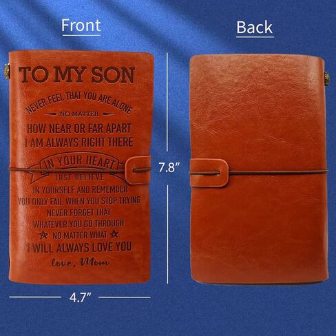 إلى My Son Journal من الأم، بطاقة محفظة الابن، سلسلة مفاتيح الابن، مجلة Son الجلدية 140 صفحة دفتر كتابة قابل لإعادة الملء، مجلة الأم إلى الابن، هدية لعيد ميلاد الابن وعيد الميلاد والتخرج in Kuwait