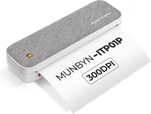 MUNBYN 300DPI Portable Printer Wireless for Travel, Bluetooth Thermal Printer, Support 8.5x11 US Letter&A4 Thermal Paper, Compatible with Android and iOS Phone & Laptop, Inkless Printer for Mobile Use in Saudi Arabia