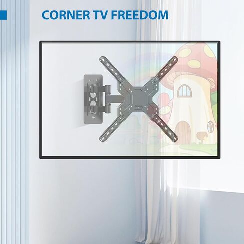 Full Motion TV Wall Mount for Most 26-60″ TVs, Articulating Arms TV Bracket Support Swivel, Tilt, Level Adjustment. TV Mount with Perfect Center Design on Single Stud, Max VESA 400x400mm up to 66 LBS in Kuwait