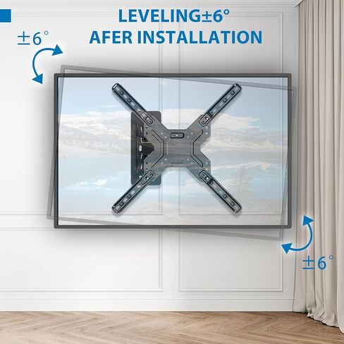 Full Motion TV Wall Mount for Most 26-60″ TVs, Articulating Arms TV Bracket Support Swivel, Tilt, Level Adjustment. TV Mount with Perfect Center Design on Single Stud, Max VESA 400x400mm up to 66 LBS in Kuwait