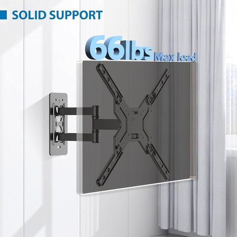 Full Motion TV Wall Mount for Most 26-60″ TVs, Articulating Arms TV Bracket Support Swivel, Tilt, Level Adjustment. TV Mount with Perfect Center Design on Single Stud, Max VESA 400x400mm up to 66 LBS in Kuwait