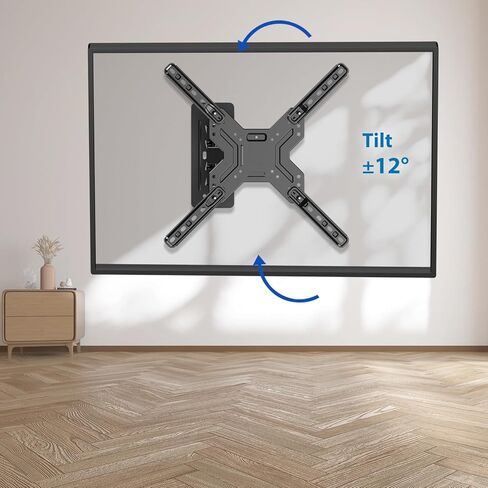 Full Motion TV Wall Mount for Most 26-60″ TVs, Articulating Arms TV Bracket Support Swivel, Tilt, Level Adjustment. TV Mount with Perfect Center Design on Single Stud, Max VESA 400x400mm up to 66 LBS in Kuwait