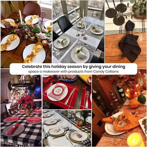 Black Cloth Dinner Napkins Cotton 18x18 in Washable Napkins Cloth|Absorbent Reusable Spring Easter Basket Decor Pk of 6 Table Napkins Cocktail Party Wedding BBQ Hotel Cafe Cloth Napkins in Saudi Arabia
