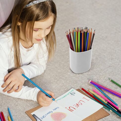 Acrimet Jumbo Pencil Holder, Pen Cup, Caddy Super-Sized Desktop Organizer for Students, Artists and Professionals (Plastic) (White Color) in Saudi Arabia