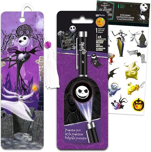 مجموعة Inkworks Nightmare Before Christmas School ~ حزمة مع قلم Nightmare Before Christmas، وإشارة مرجعية فاخرة، وملصقات Jack Skellington (اللوازم المدرسية Nightmare Before Christmas) in Saudi Arabia