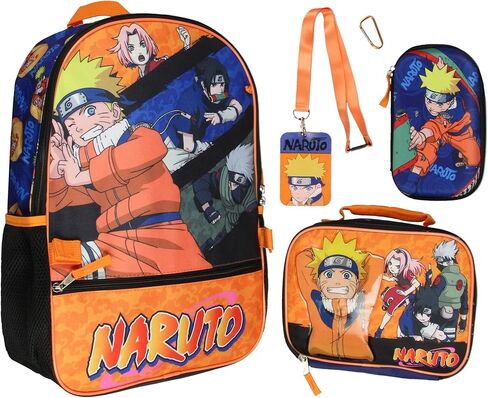 حقيبة ظهر مدرسية للسفر من Bioworld Naruto Shippuden مقاس 17 بوصة مكونة من 4 قطع من حقائب الكتب in Kuwait