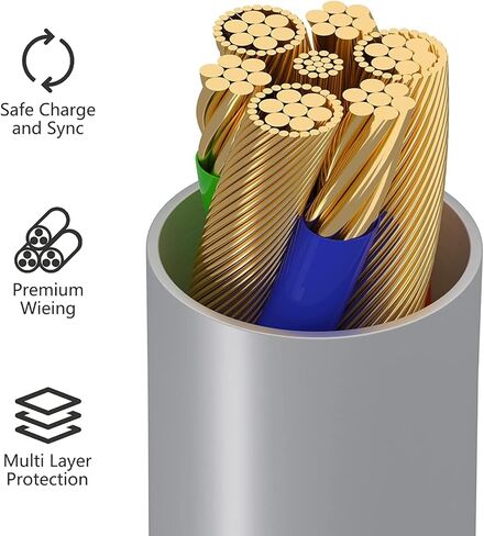 MenoSupp MFi Certified iPhone Charger Lightning Cable 3 Pack 6ft Nylon Braided Cable iPhone Charger Fast Charging Cord Compatible with iPhone 14 13 12 11 Pro Max XR XS X 8 7 6 Plus SE and More in Kuwait