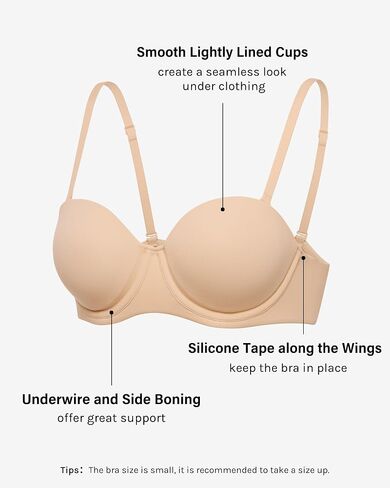 Women's Inbarely Plus Strapless Bra Anti-Slip Sexy Underwire Seamless Full Coverage Lightly Lined Bras in Kuwait