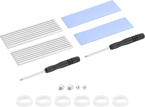 MECCANIXITY 2 Pack M.2 2280 Nvme SSD Heatsink Cooler Alloy Aluminum Heat Sink with Mounting Screws Screwdriver Kit,1mm Thermal Pad, for Laptop, Silver Tone in Saudi Arabia