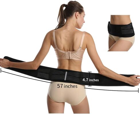SUNFATT مقاس كبير لدعم الظهر للنساء، حزام دعم الظهر للنساء، دعامة خلفية مقاس 55 بوصة لعلاج آلام أسفل الظهر للنساء، أجهزة تخفيف آلام أسفل الظهر وعرق النسا، بدلة حزام العجزي الحرقفي للورك مقاس 43-57 بوصة. أسود in Kuwait