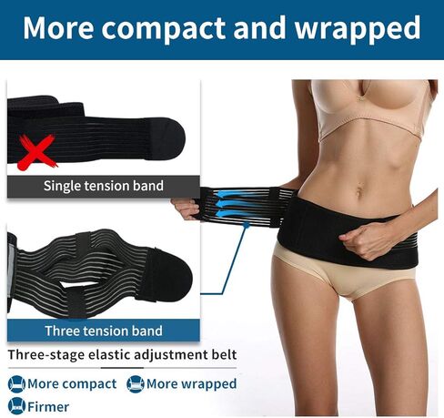 SUNFATT مقاس كبير لدعم الظهر للنساء، حزام دعم الظهر للنساء، دعامة خلفية مقاس 55 بوصة لعلاج آلام أسفل الظهر للنساء، أجهزة تخفيف آلام أسفل الظهر وعرق النسا، بدلة حزام العجزي الحرقفي للورك مقاس 43-57 بوصة. أسود in Kuwait