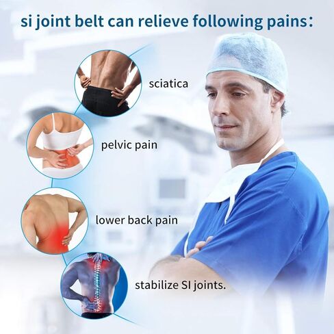 SUNFATT مقاس كبير لدعم الظهر للنساء، حزام دعم الظهر للنساء، دعامة خلفية مقاس 55 بوصة لعلاج آلام أسفل الظهر للنساء، أجهزة تخفيف آلام أسفل الظهر وعرق النسا، بدلة حزام العجزي الحرقفي للورك مقاس 43-57 بوصة. أسود in Kuwait