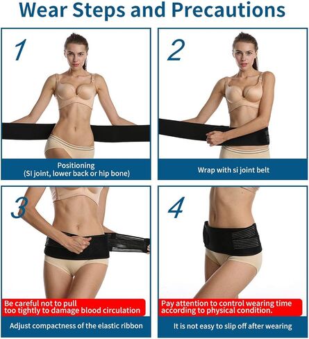 SUNFATT مقاس كبير لدعم الظهر للنساء، حزام دعم الظهر للنساء، دعامة خلفية مقاس 55 بوصة لعلاج آلام أسفل الظهر للنساء، أجهزة تخفيف آلام أسفل الظهر وعرق النسا، بدلة حزام العجزي الحرقفي للورك مقاس 43-57 بوصة. أسود in Kuwait