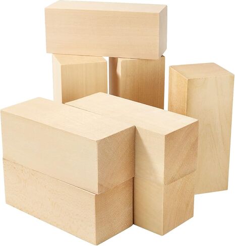 8 PCS Basswood Carving Block, 5 x 2 x 2 Inch Basswood for Wood Carving, Whittling Wood Carving Wood Blocks, Unfinished balsa Wood Blocks for Beginner or Expert Carvers and Whittling in Kuwait