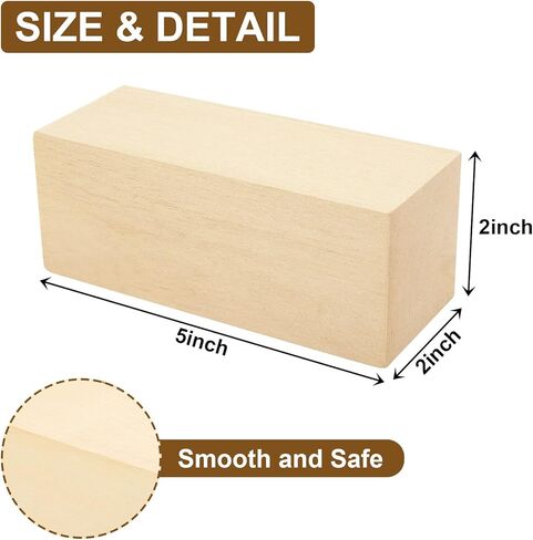 8 PCS Basswood Carving Block, 5 x 2 x 2 Inch Basswood for Wood Carving, Whittling Wood Carving Wood Blocks, Unfinished balsa Wood Blocks for Beginner or Expert Carvers and Whittling in Kuwait