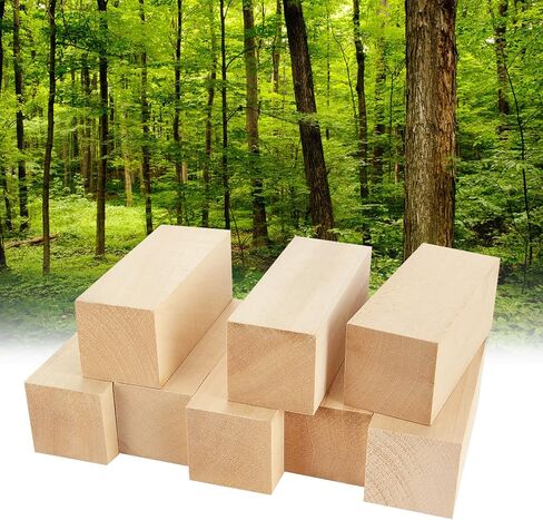 8 PCS Basswood Carving Block, 5 x 2 x 2 Inch Basswood for Wood Carving, Whittling Wood Carving Wood Blocks, Unfinished balsa Wood Blocks for Beginner or Expert Carvers and Whittling in Kuwait