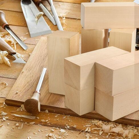 8 PCS Basswood Carving Block, 5 x 2 x 2 Inch Basswood for Wood Carving, Whittling Wood Carving Wood Blocks, Unfinished balsa Wood Blocks for Beginner or Expert Carvers and Whittling in Kuwait