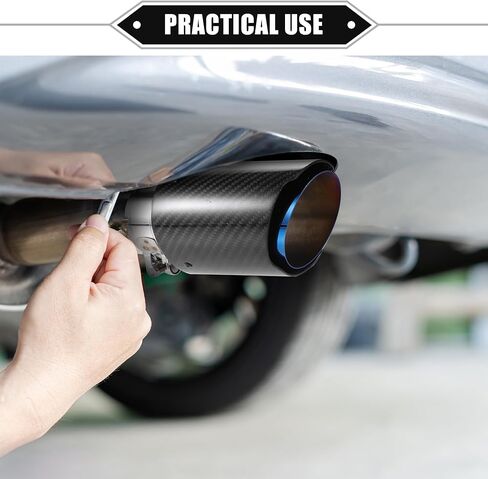 Car Exhaust Tip Tail Pipe, 2.4 Inch Inlet 3.7 Inch Outlet 6.3 Inch Length Universal for Exhaust Rear Muffler Tip Anti-Corrosion Stainless Steel Flame Blue Black in Saudi Arabia