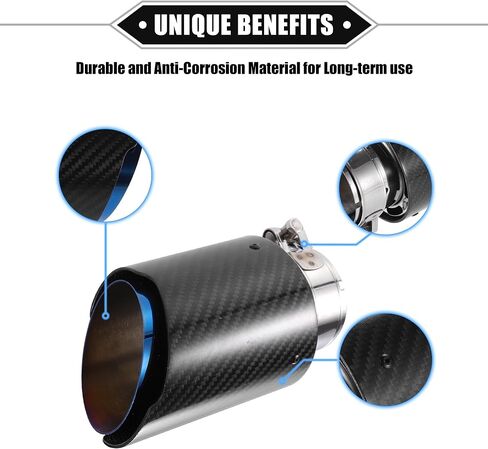 Car Exhaust Tip Tail Pipe, 2.4 Inch Inlet 3.7 Inch Outlet 6.3 Inch Length Universal for Exhaust Rear Muffler Tip Anti-Corrosion Stainless Steel Flame Blue Black in Saudi Arabia