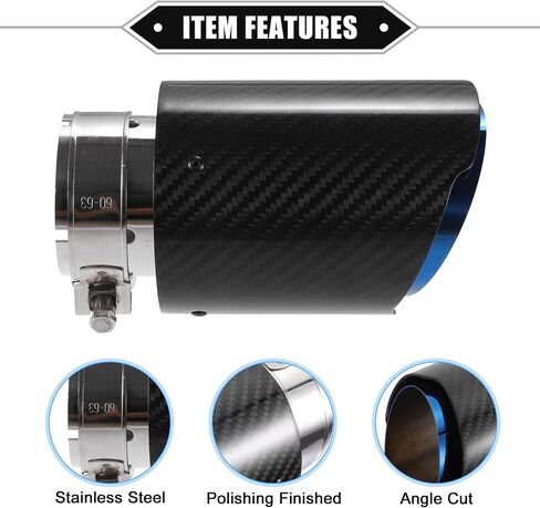 Car Exhaust Tip Tail Pipe, 2.4 Inch Inlet 3.7 Inch Outlet 6.3 Inch Length Universal for Exhaust Rear Muffler Tip Anti-Corrosion Stainless Steel Flame Blue Black in Saudi Arabia