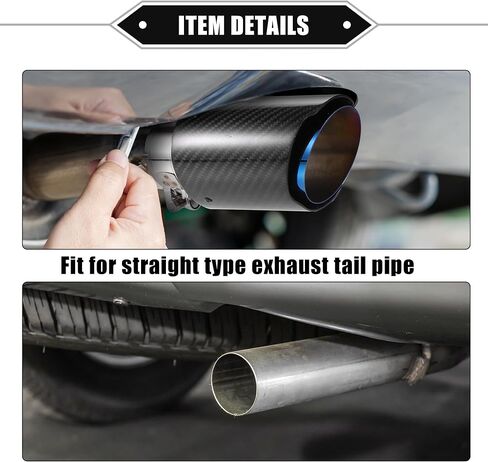 Car Exhaust Tip Tail Pipe, 2.4 Inch Inlet 3.7 Inch Outlet 6.3 Inch Length Universal for Exhaust Rear Muffler Tip Anti-Corrosion Stainless Steel Flame Blue Black in Saudi Arabia