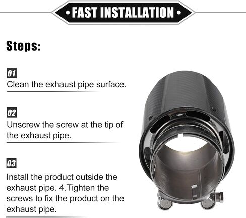 Car Exhaust Tip Tail Pipe, 2.4 Inch Inlet 3.7 Inch Outlet 6.3 Inch Length Universal for Exhaust Rear Muffler Tip Anti-Corrosion Stainless Steel Flame Blue Black in Saudi Arabia