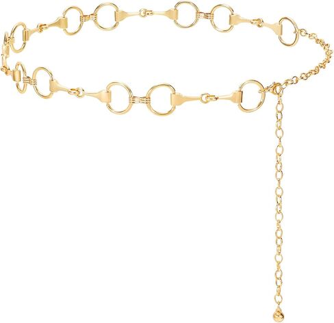 سلسلة خصر معدنية للنساء والفتيات من ويبي، أحزمة خصر قابلة للتعديل، أحزمة بطن عصرية لفساتين الجينز باللون الذهبي in Kuwait