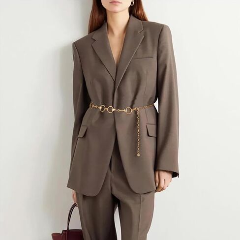 سلسلة خصر معدنية للنساء والفتيات من ويبي، أحزمة خصر قابلة للتعديل، أحزمة بطن عصرية لفساتين الجينز باللون الذهبي in Kuwait