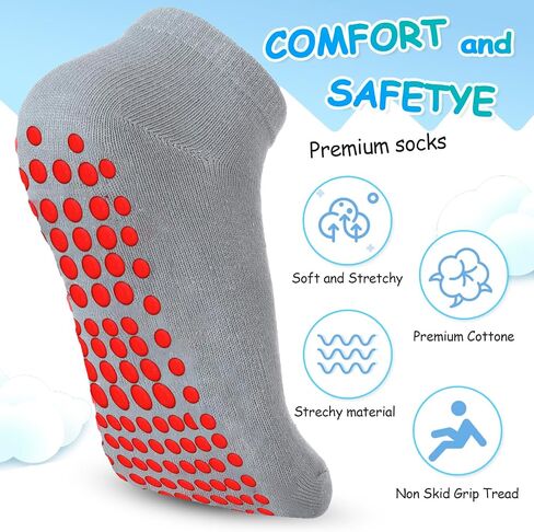 Geyoga 12 Pairs Non Slip Socks Ankle Grip Anti Skid Socks for Boys Toddlers Girl in Saudi Arabia